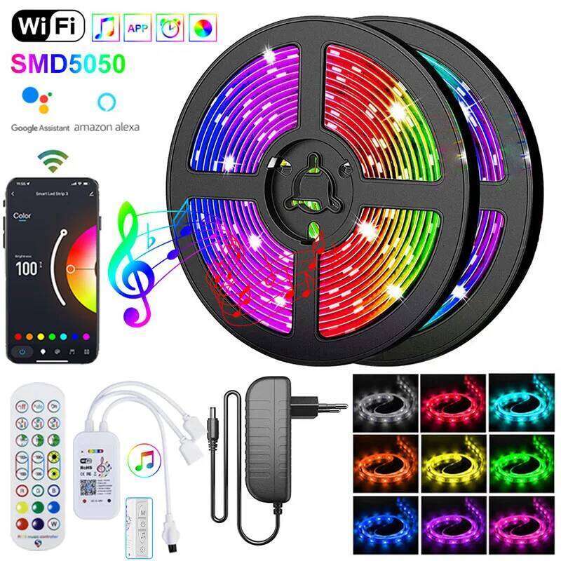 Rgb 5050 For Bedroom Bluetooth Tape Adhesive Smart Lights Strip Wifi Wall Led Decoration Z260206