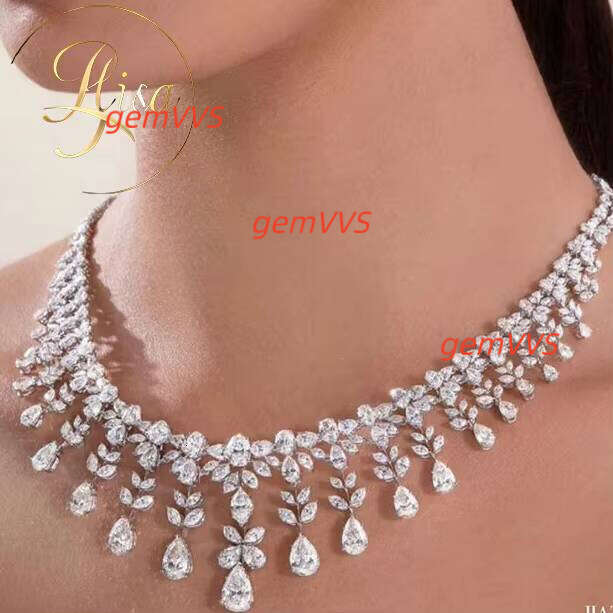 Custom 18K Gold Vvs Drop Necklace Earring Bridal Set 925 Silver Lab Grown Moissanite Diamond Chain Women Jewelry