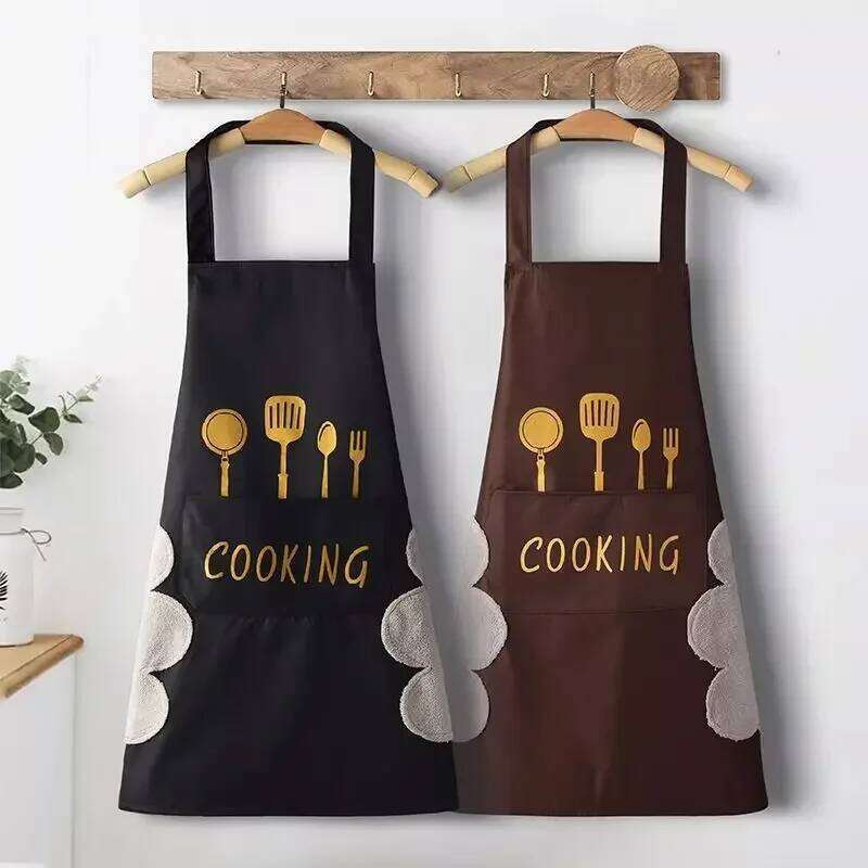 Household Waterproof Oilproof Can Wipe Hands Cooking Baking Cleaning Men and Women Universal Sleeveless Apron S260205