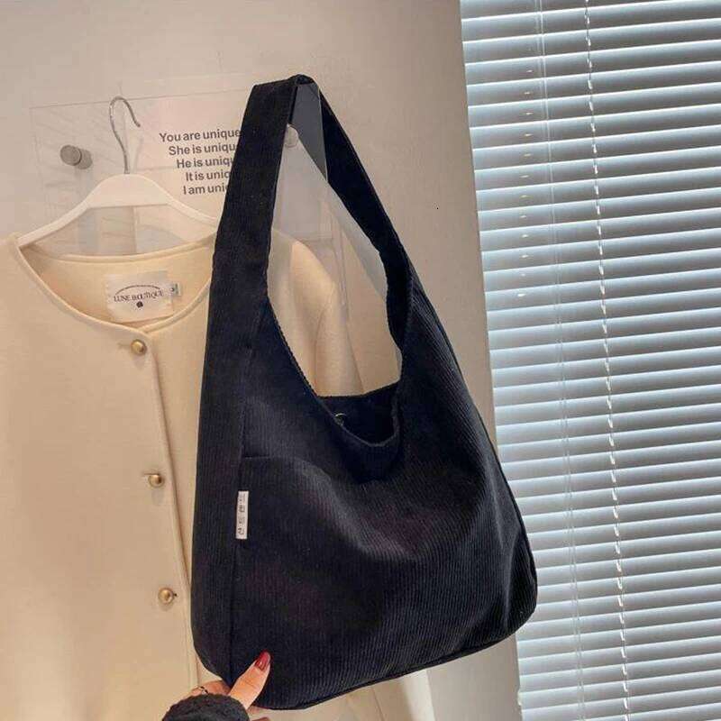 Causal Shoulder Bags for Women Corduroy Reusable Shopping Totes Large Capacity Female Travel Top Handle Handbag Girls Books Pack Y260205