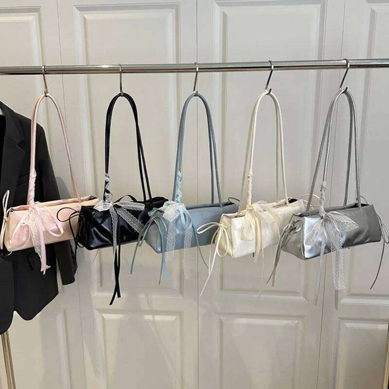 Y2K Lace Bow Handbag French Elegant Square Bags Simple Ballet Style Shoulder Bag New Korean Fashion Casual Women Packet for Date Y260205