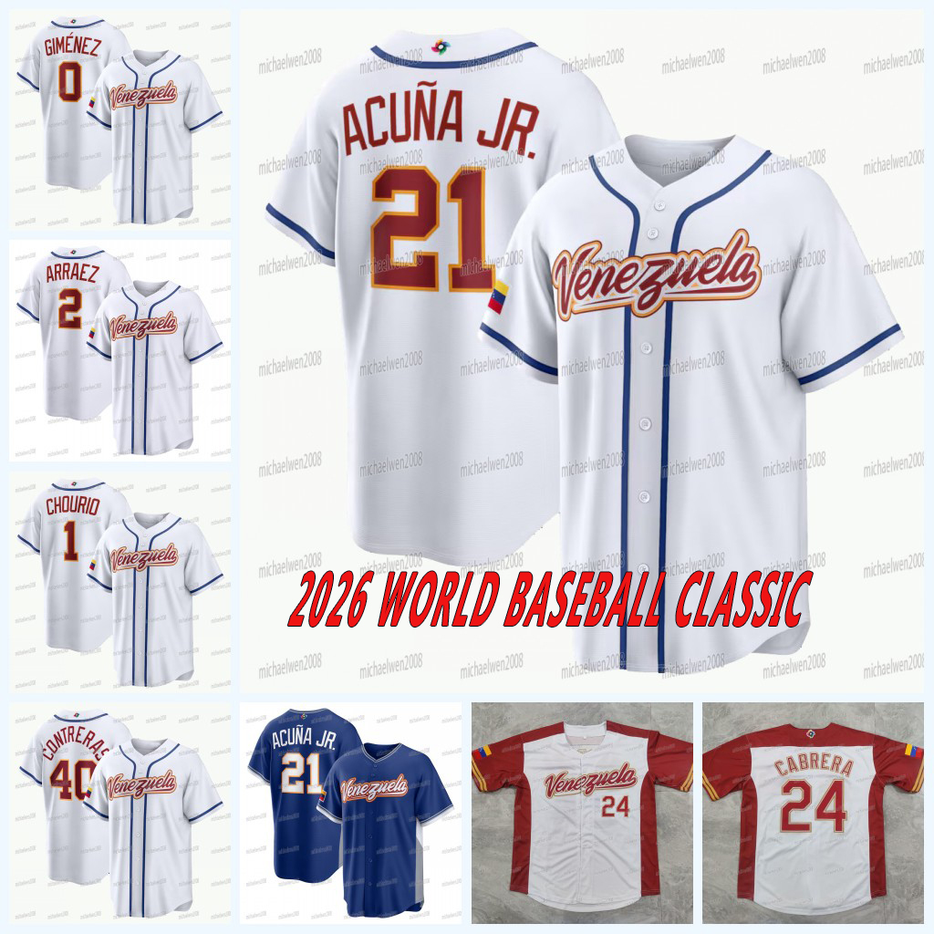 Team Venezuela 2026 World Baseball Classic WBC Baseball Jersey Ronald Acuna Jr. Luis Arraez Andres Gimenez Jackson Chourio Wilyer Abreu Willson Contreras Torres 123