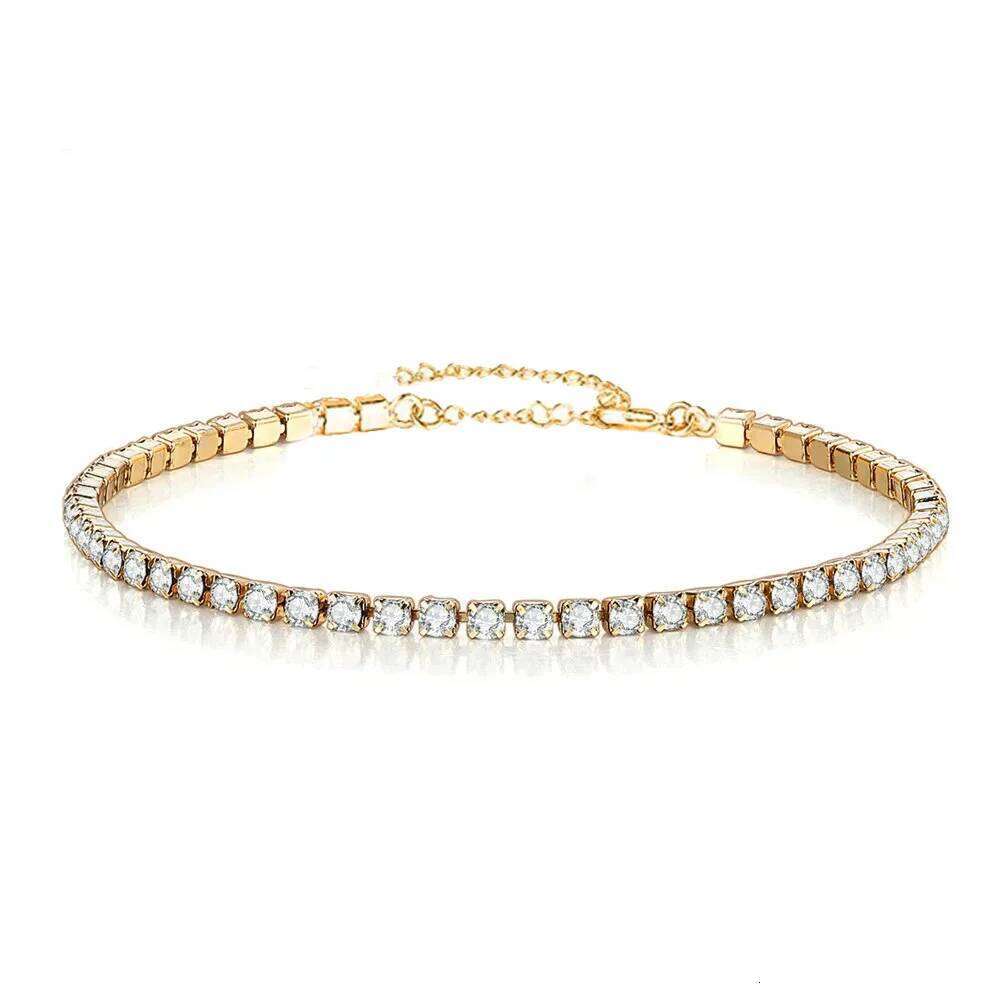 2mm Iced Out Tennis Bracelets Female Gold Silver Color Stainless Steel Cubic Zirconia Chain for Women Wedding Jewelry Gift 26H0206