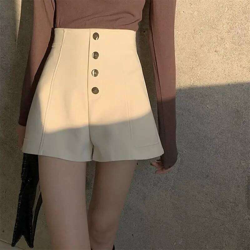 Black Shorts New Spring Summer Collection Wide Leg High Waist Design Versatile Casual Hot Pants XJ260206