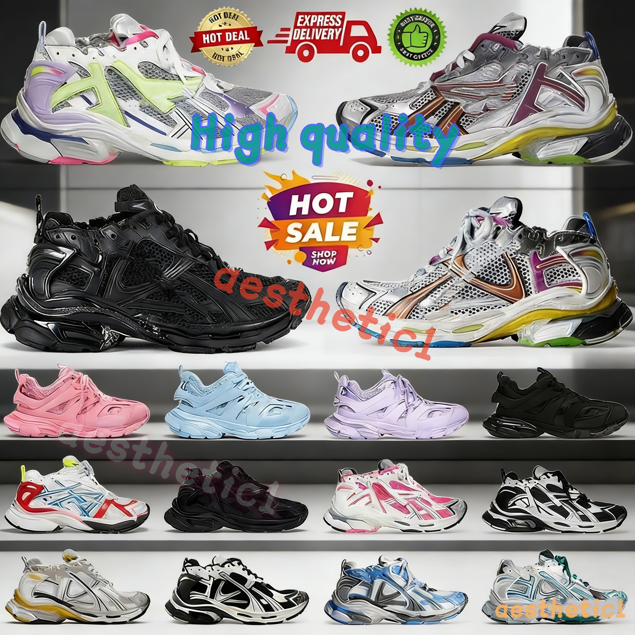 designer Casual Shoes Track Runners 7 7.0 Sneakers 7.5 3.0 Paris Triple White Black Pink Grey Beige 3xl sneakers Mens Womens Trainers Tennis Shoes