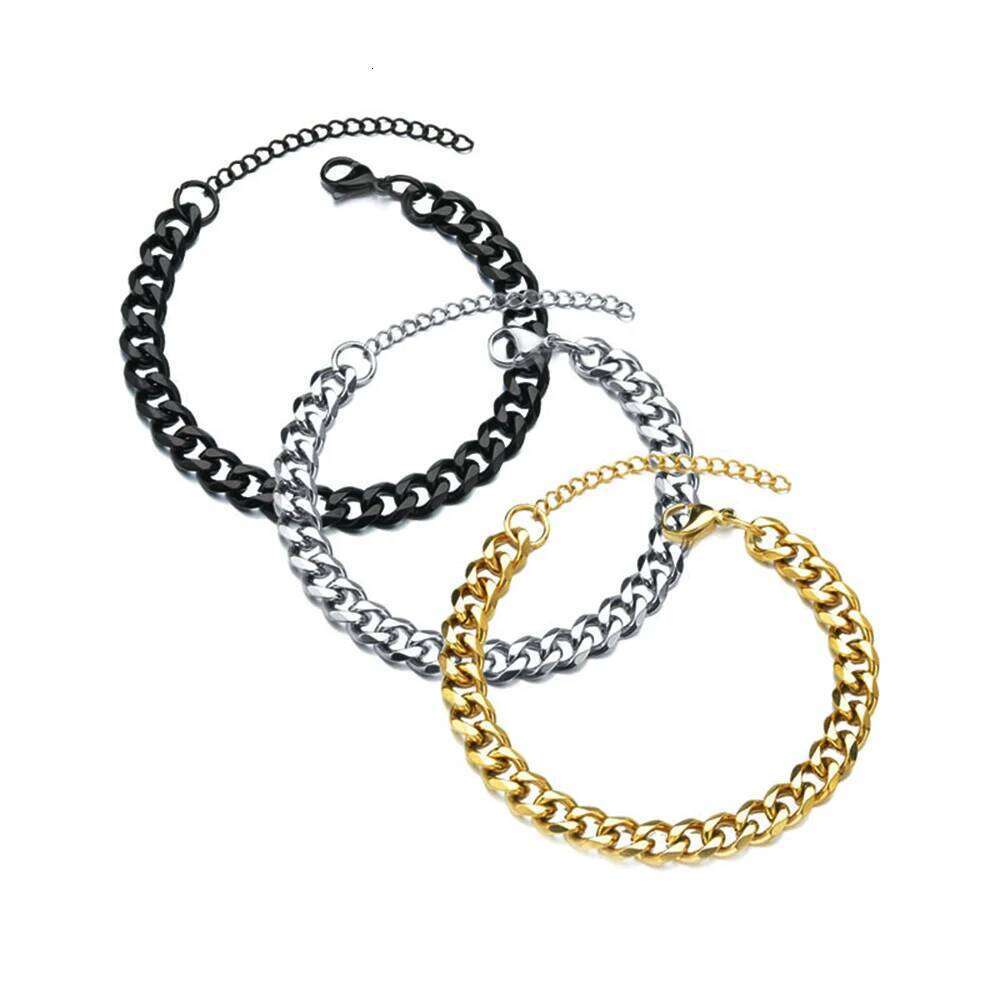 Stainless Steel Width 3.5/5/7mm Cuban Classic Chain Bracelet For Men Women Jewelry Gift Length Customized 26H0206
