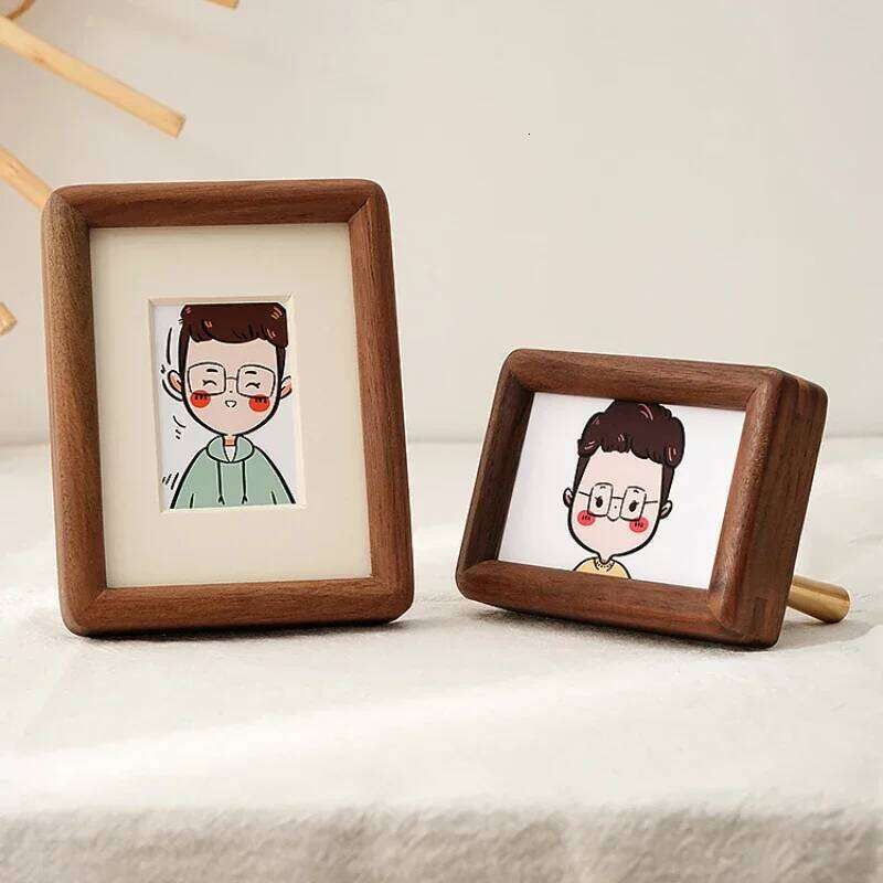 3-10 Inch Mini Solid Wood Photod Family Frame Square Table Children's ID Ornaments Diy Polaroid Home Decor Black Walnut S260205