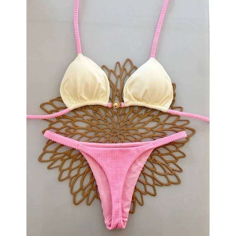 Micro Bikinis 2025 Push Up Women Swimsuits Sexy Swimwear Brazilian Bikini Set Thong Biquini Solid Swimsuit Summer Beachwear XJ260206