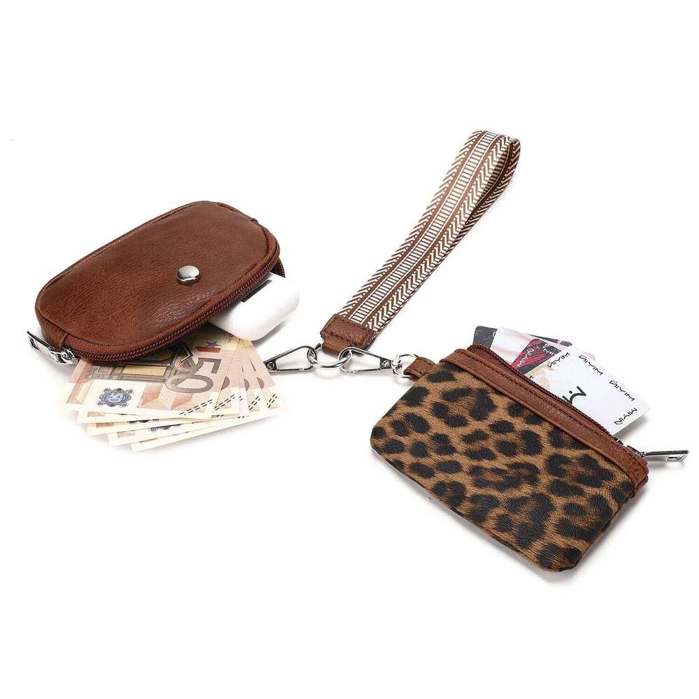 Stylish Mini Zipper Wristband for Women Double Pockets Portable Keychain Wallet High-Quality PU Leather Womens Coin Purse Y260206