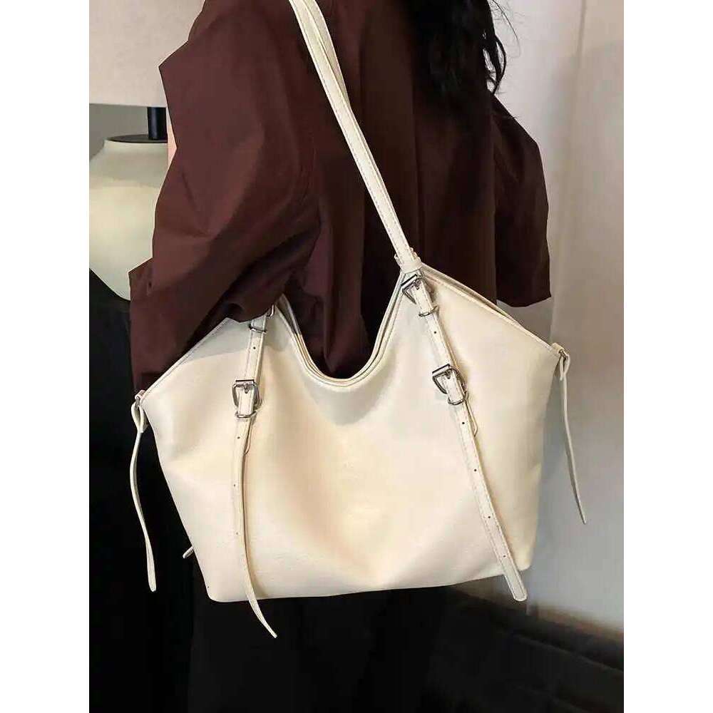 Textured PU Leather Casual Tote Bags Autumn Winter Vintage Large Capacity Commuter Shoulder Bag Lady Travel Handbags Y260205