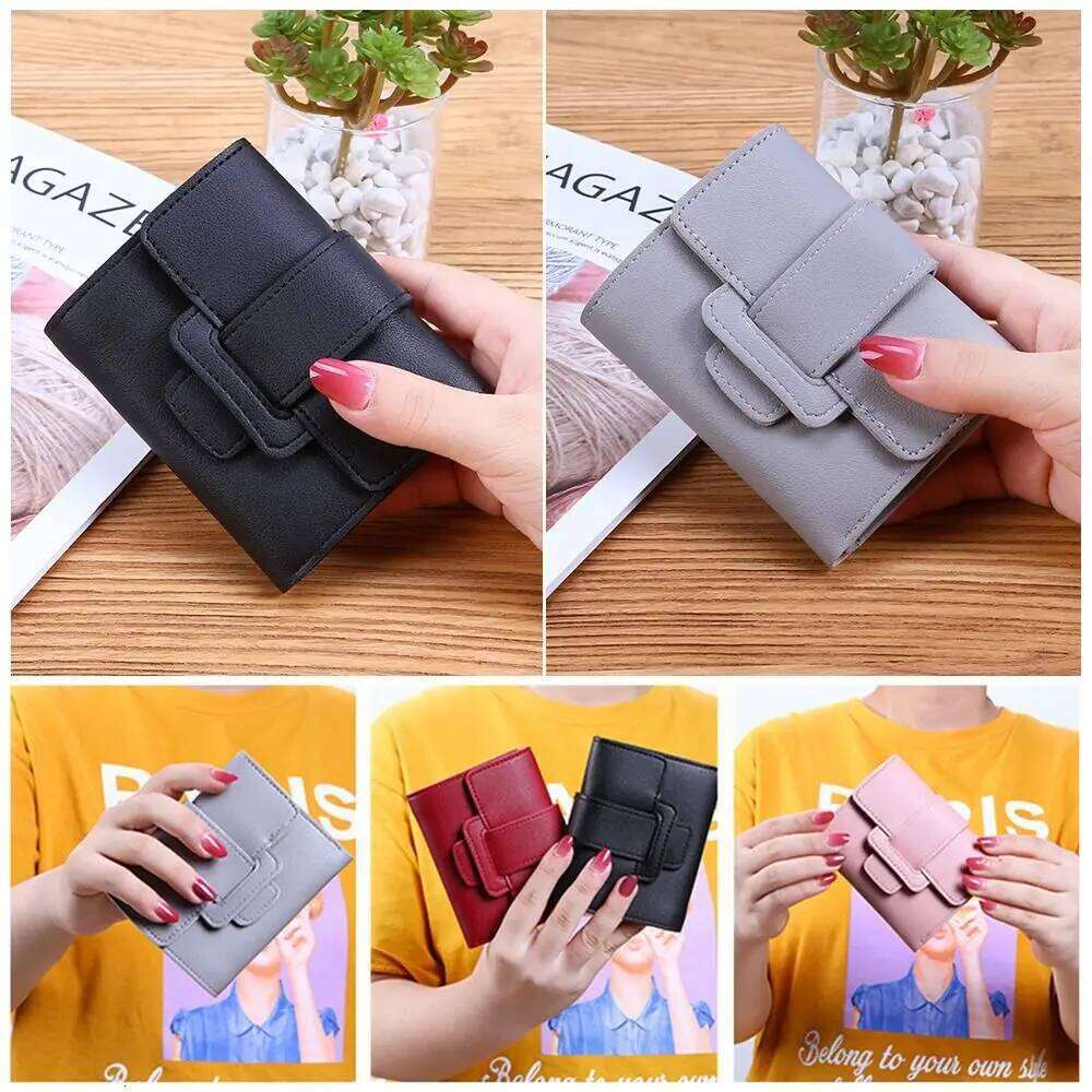 Thin Pouch Clutch Money Bag Coin PU Leather Women Wallets Short Hasp Fold-over Purses Y260206