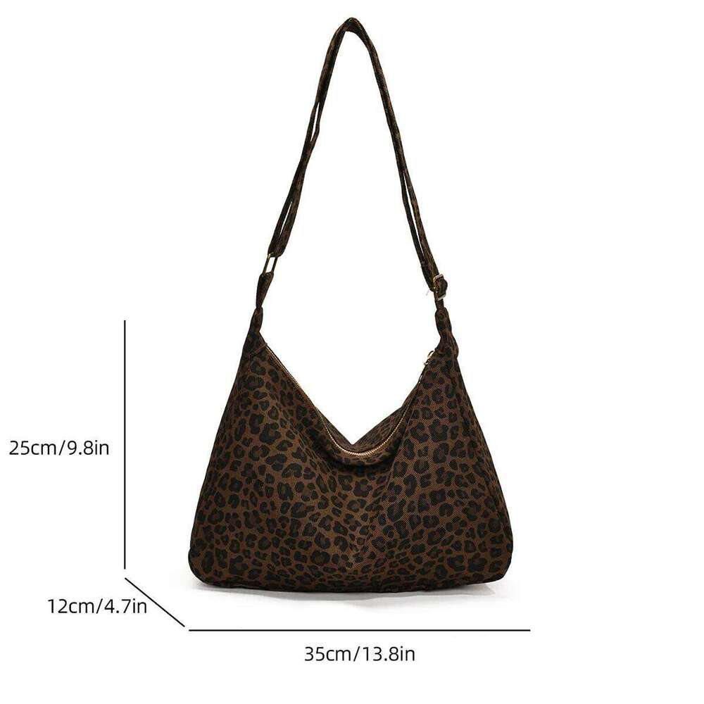 Fashionable leopard print large-capacity single-shoulder retro crossbody bags, new tote bags XJ260129