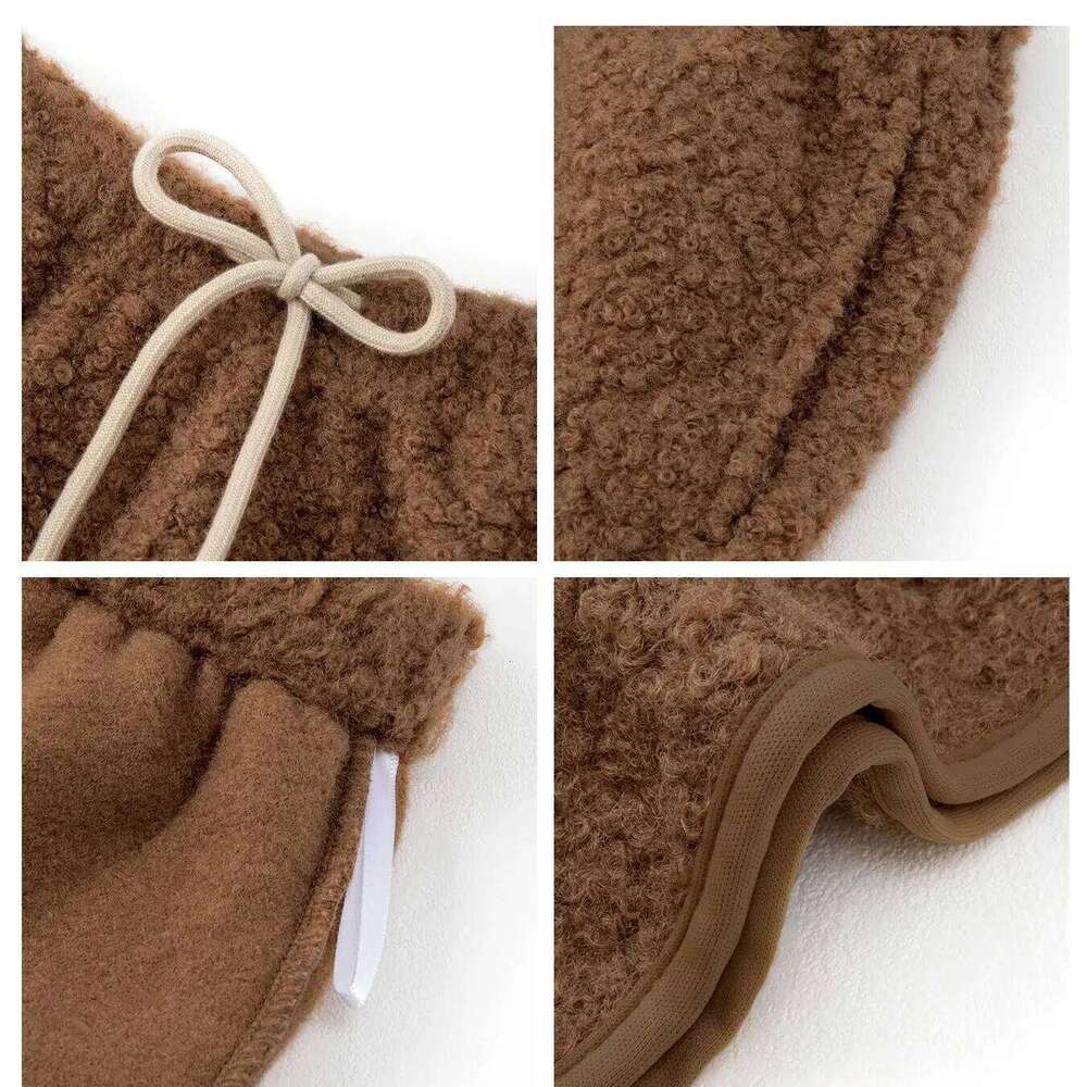 Lamb fleece shorts, women's hot pants, worn over the new autumn winter high-waisted A-line casual boots and pants that make XJ260206