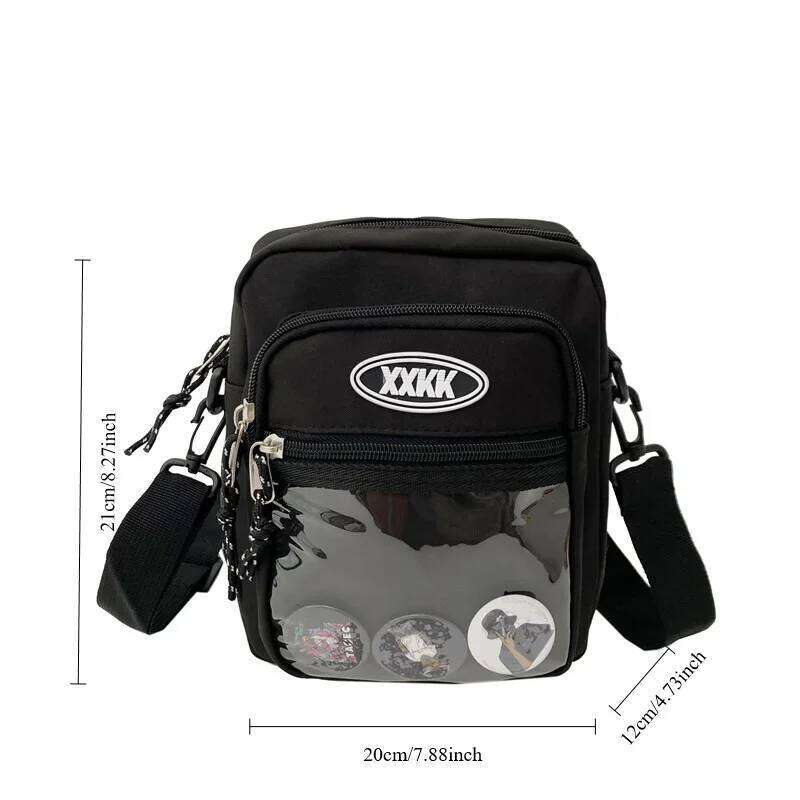 Korean Style Motorbike Nylon Square Crossbody Women Transparent Shoulder Men Sport Cycling Portable Mobile Phone Bag XJ260129
