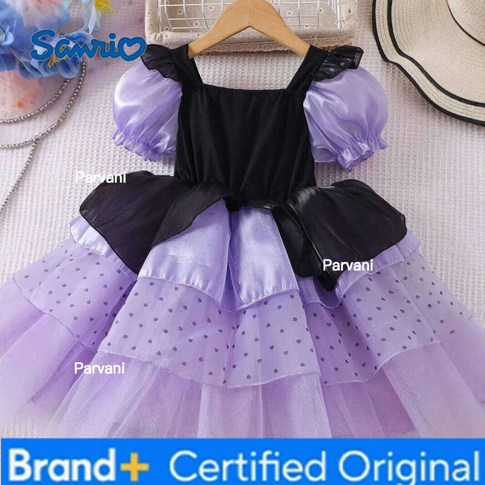 Sanrio Kid Princess Fashion Sleeved Dress Performance Tiered Show Girl Wedding Skirt Shaped Girls Dot Gown Party Children H260206 - view 3