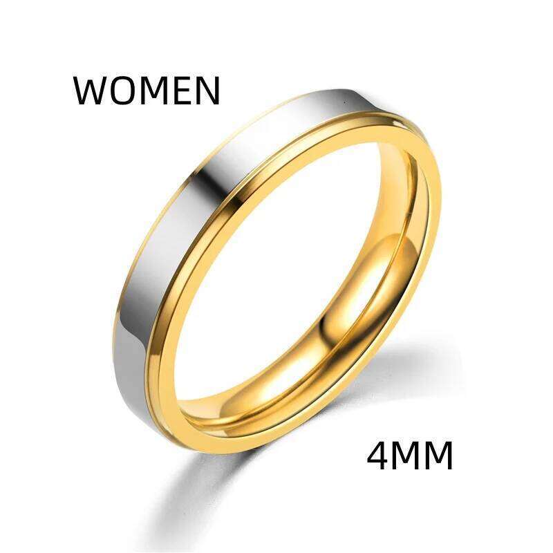 Stainless Steel Wedding Simple Design Couple 4mm 6mm Width Band Ring for Women and Men Memorial Day Gift W260206