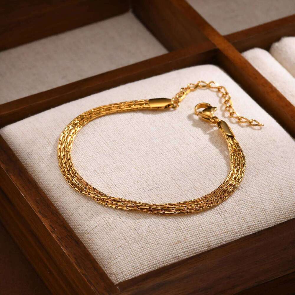 Stainless Steel Bracelet, New Style Thin Link Multilyer Chain Bracelet for Women, Lightweight Jewelry Daily Wear 26H0206