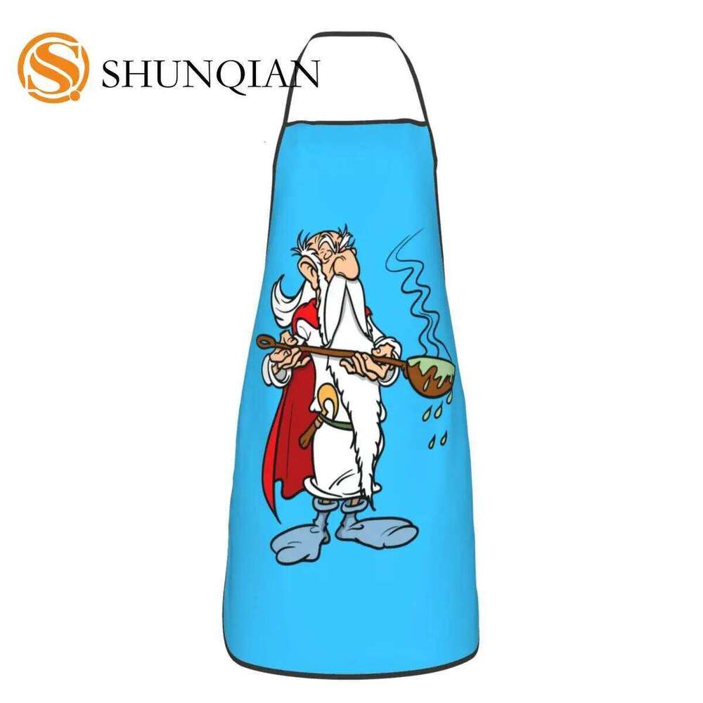 Custom Asterix And Obelix Aprons for Men Women Unisex Adult Chef Cooking Kitchen Anime Cartoon Tablier Cuisine Painting S260205