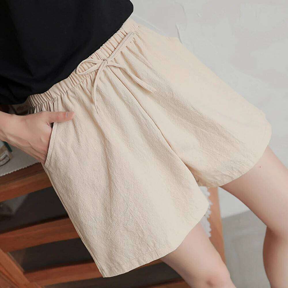 Women Casual Summer Cotton Linen Short Pants Solid Color High Waisted Loose Gym Workout Shorts Streetwear XJ260206