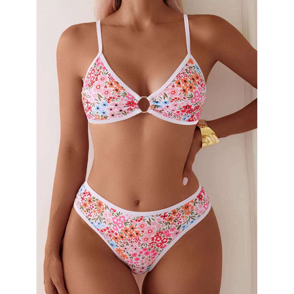 Sexy Leopard Print Bikinis Sets Women Front Metal Ring Push Up High Waist Swimsuit 2025 Summer Bathing Suit Two Piece Swimwear Z260206