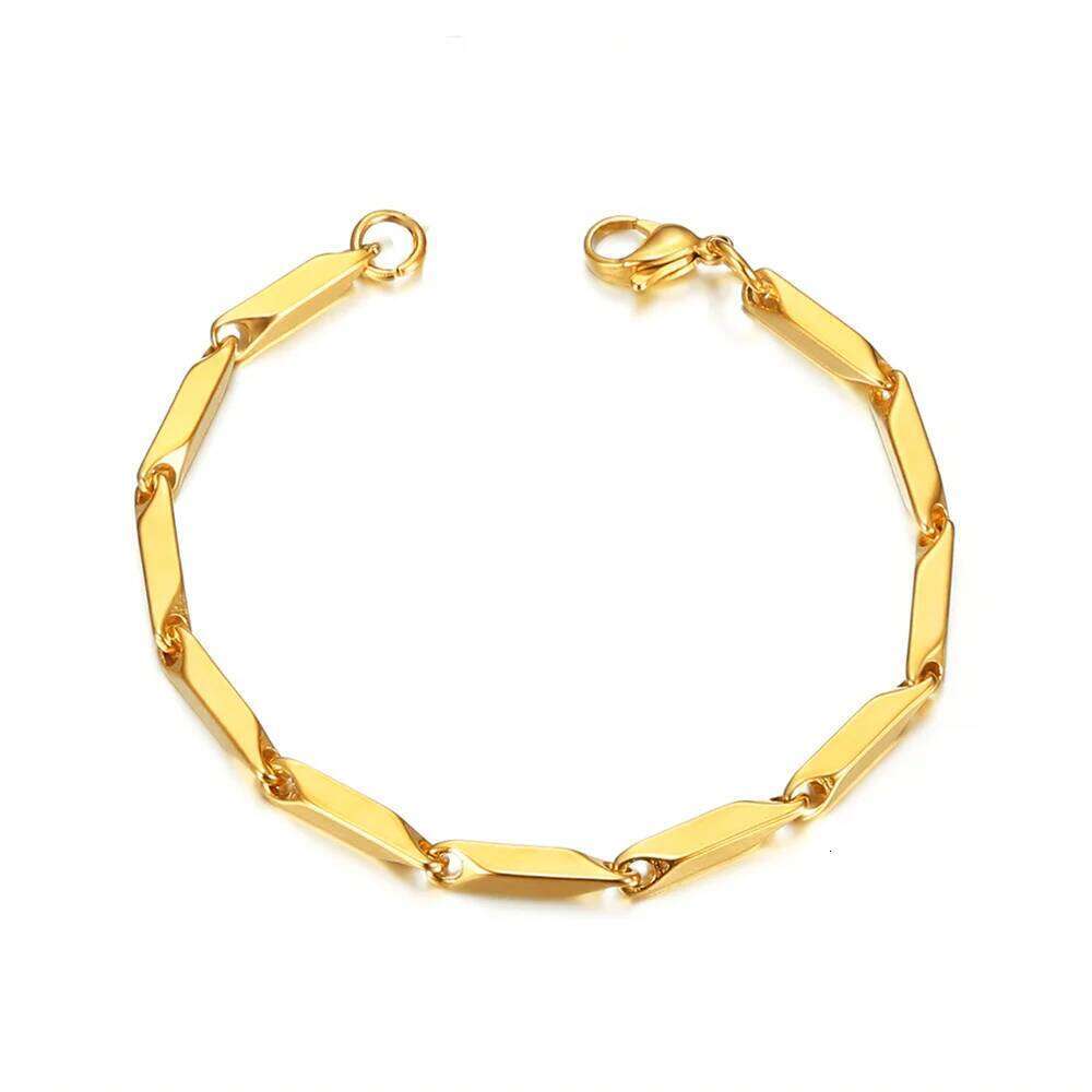 Punk Irregular Link Bracelets 18/21cm Gold Silver Color Stainless Steel 3mm Hand Chain for Men Women Hip Hop Jewelry Gift 26H0206