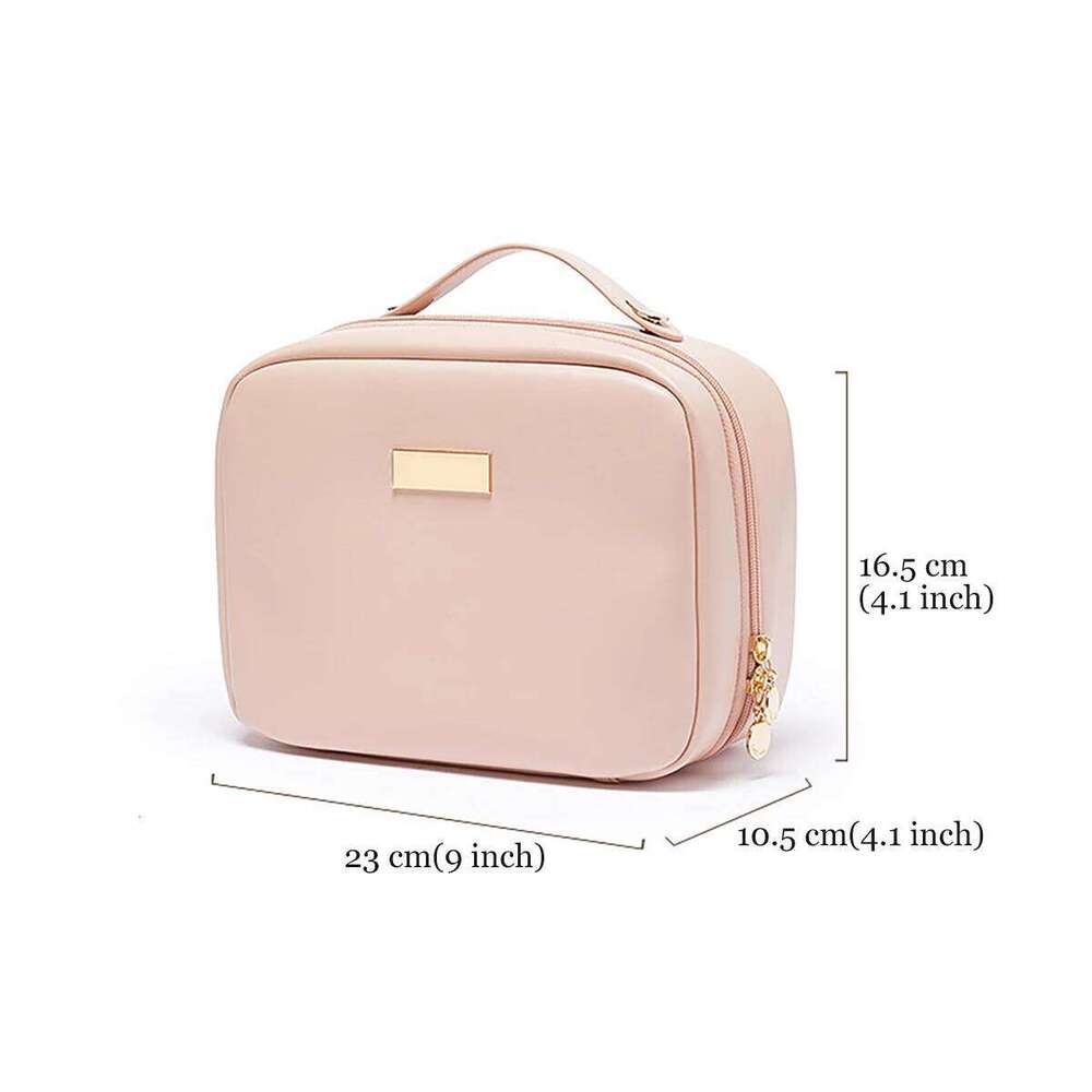 Multilayer Square Cosmetic Bag Waterproof PU Travel Makeup Pouch Y260206