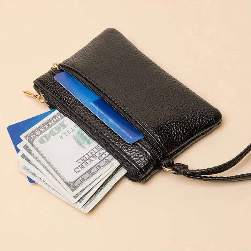 Double Zipper Coin Purse Women Large Capacity Multi Pocket Credit Card ID Holder Wallet Mini Storage Hand Bag Y260206