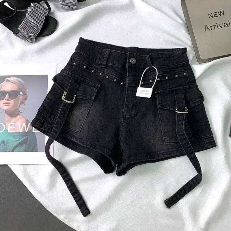 Y2K 2000S Cargo Denim Women Streetwear Vintage High Waist Shorts Jeans Summer Harajuku Korean Sexy Hot Short Pants New H260206