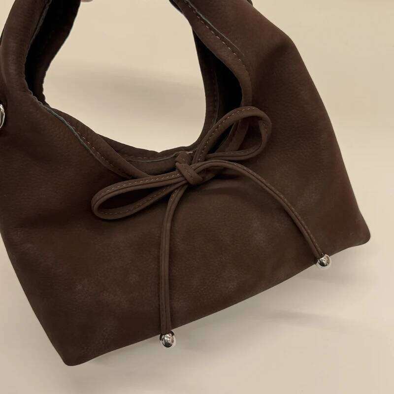 Fashion Bowknot Small Top-handle For Women PU Leather Solid Color Dumpling Bag Casual Street Shoulder Cross Body Hobo Bags Y260205