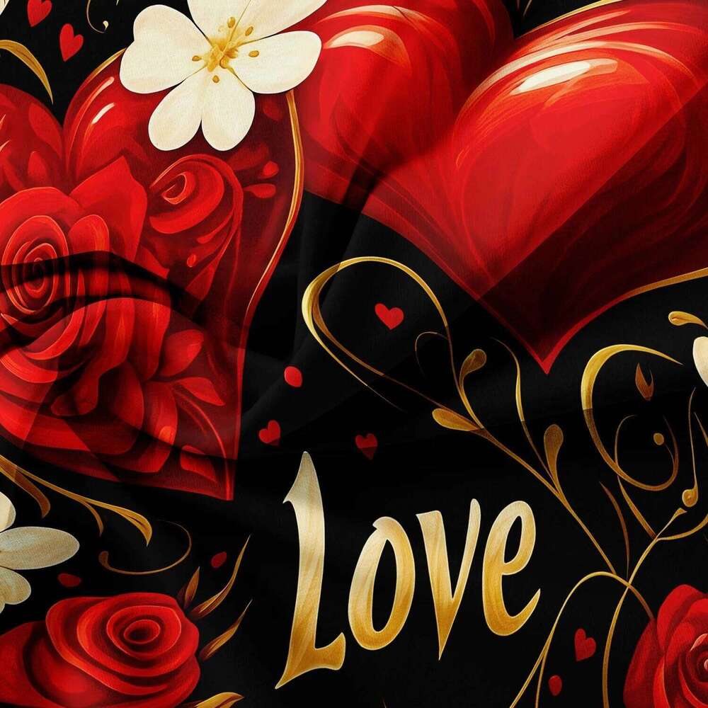 3pcs Romantic Deep Red Love Heart Rose Letter Design Theme Pattern Duvet Cover Set Can Be Used As Holiday Gifts XJ260206