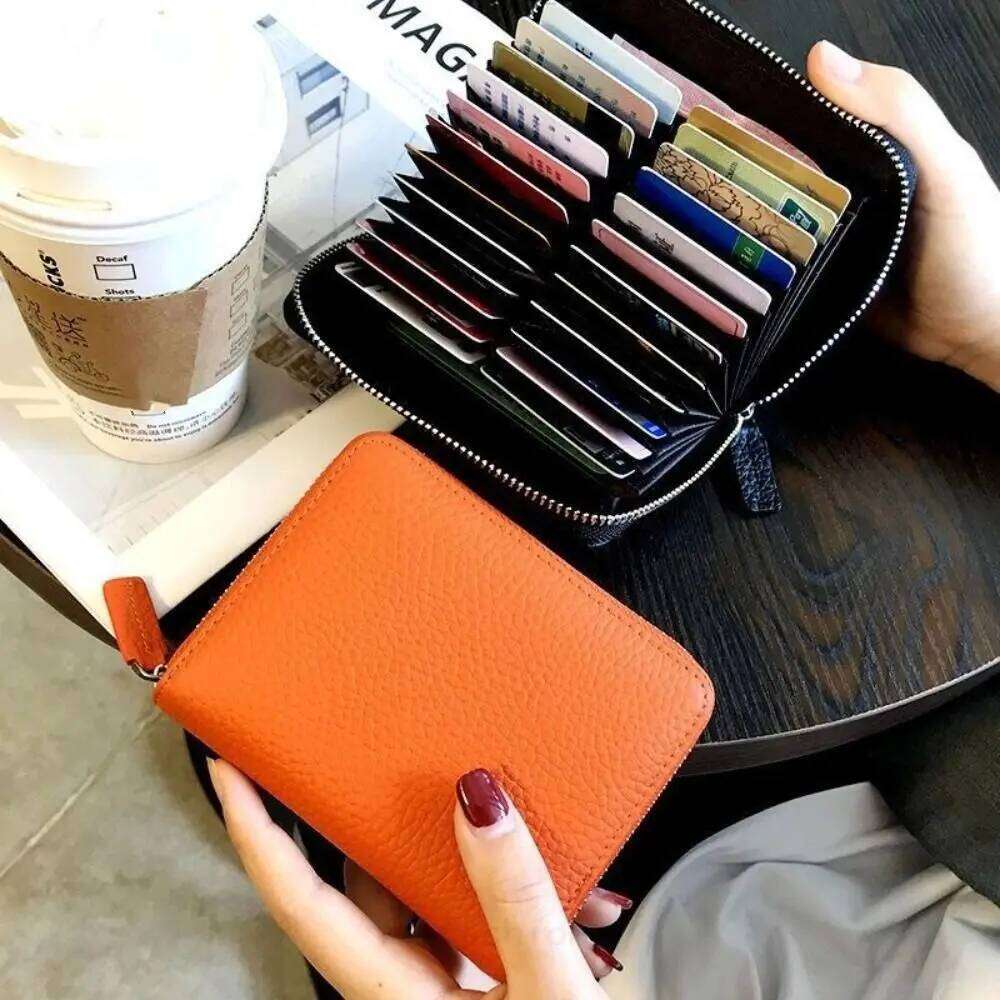 Pocket Purse Short Hangging Bag Multiple Slot PU Leather Multi-card Wallet Zipper Colorful Card Holder Women Y260206
