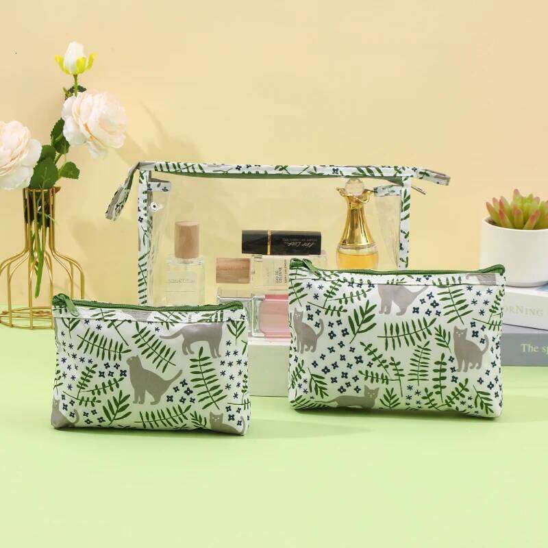 Fashionable PVC waterproof cosmetic Large capacity multifunctional toiletry Printed portable makeup storage bag Y260206