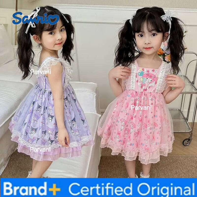 Sanrio Kawaii Kuromi Melody Children Lolita Hot Korean Fashion Girls Puffed Skirt Cute Summer Cartoon Sleeveless Dress Gift H260206 - view 4