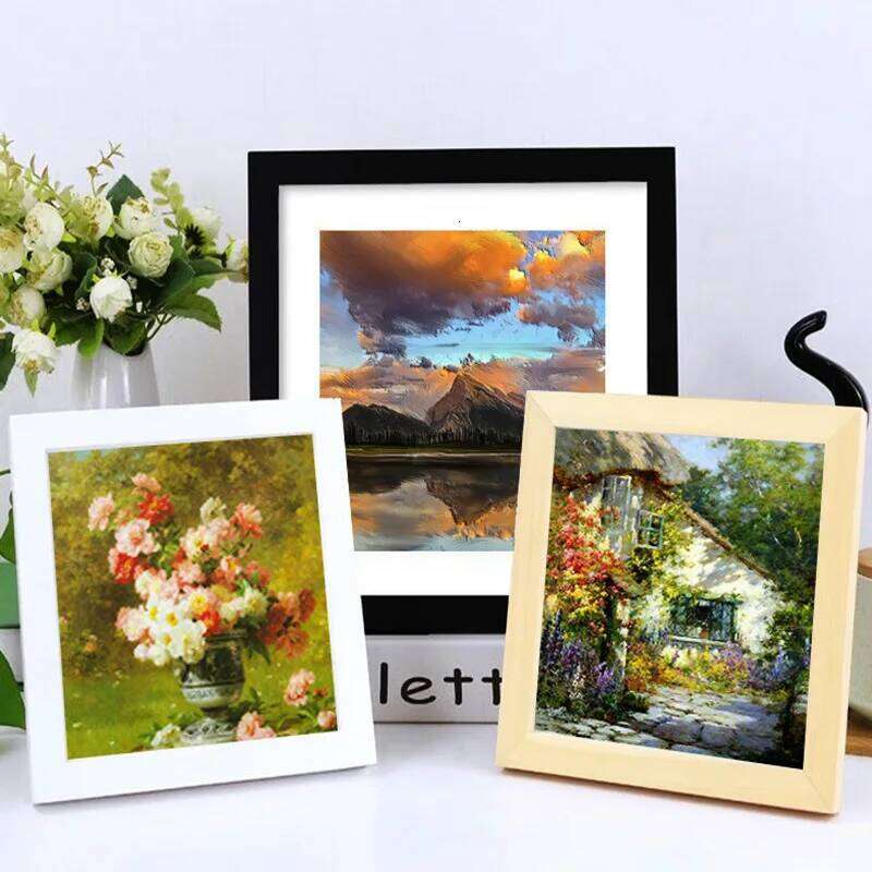 1pc Square Wall Hanging 20X20 25X25cm Wood Picture Frame Stand For Pictures Photo Decor Commemorative Gift S260205
