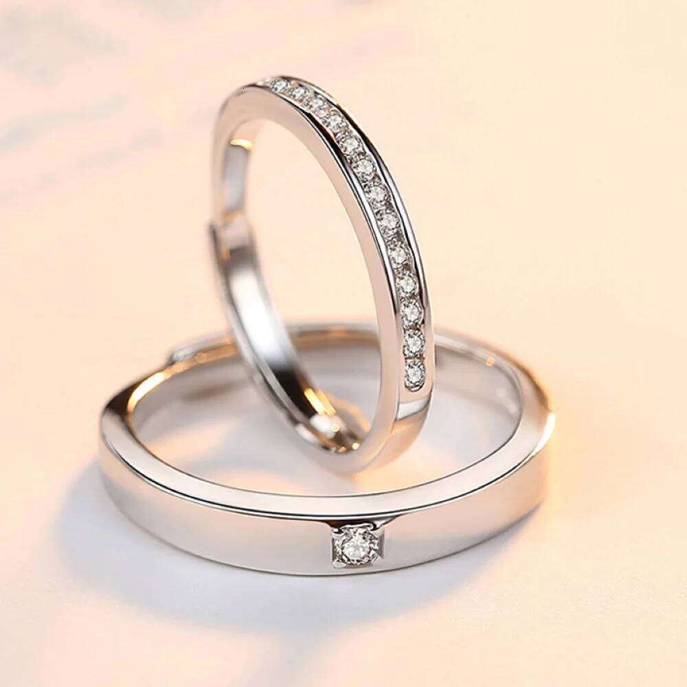 2025 Hot Sale Copper Plated Platinum Adjustable Couple Rings Overlap Opening Finger Jewelry Valentine Gift Drop Shipping W260206