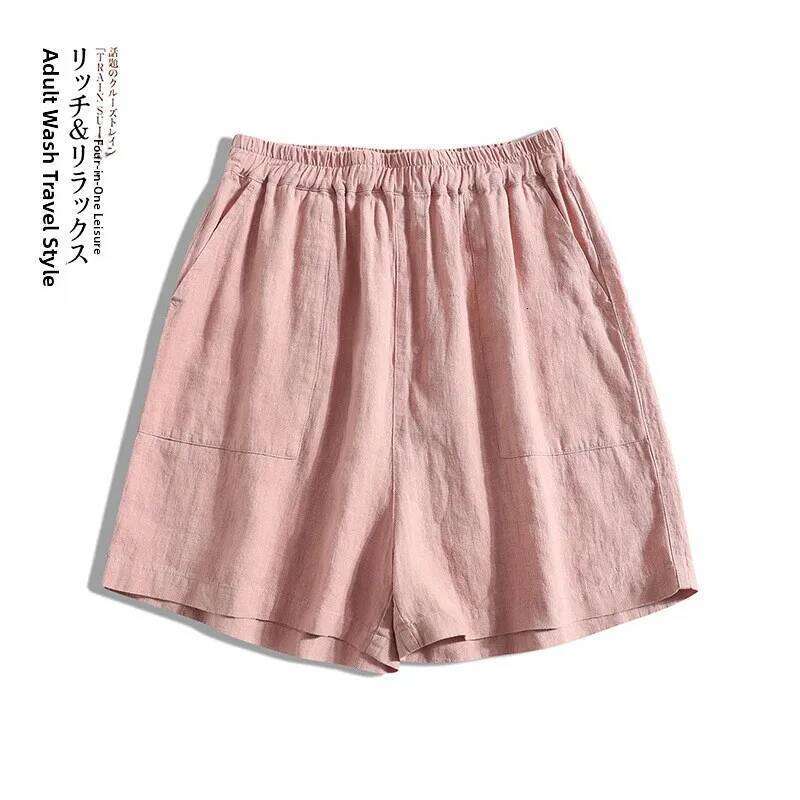 Comfortable Loose Women's Cotton Linen Shorts Elastic Waist Thin Style plus Size Casual Fashion Summer Artistic Retro Pants XJ260206