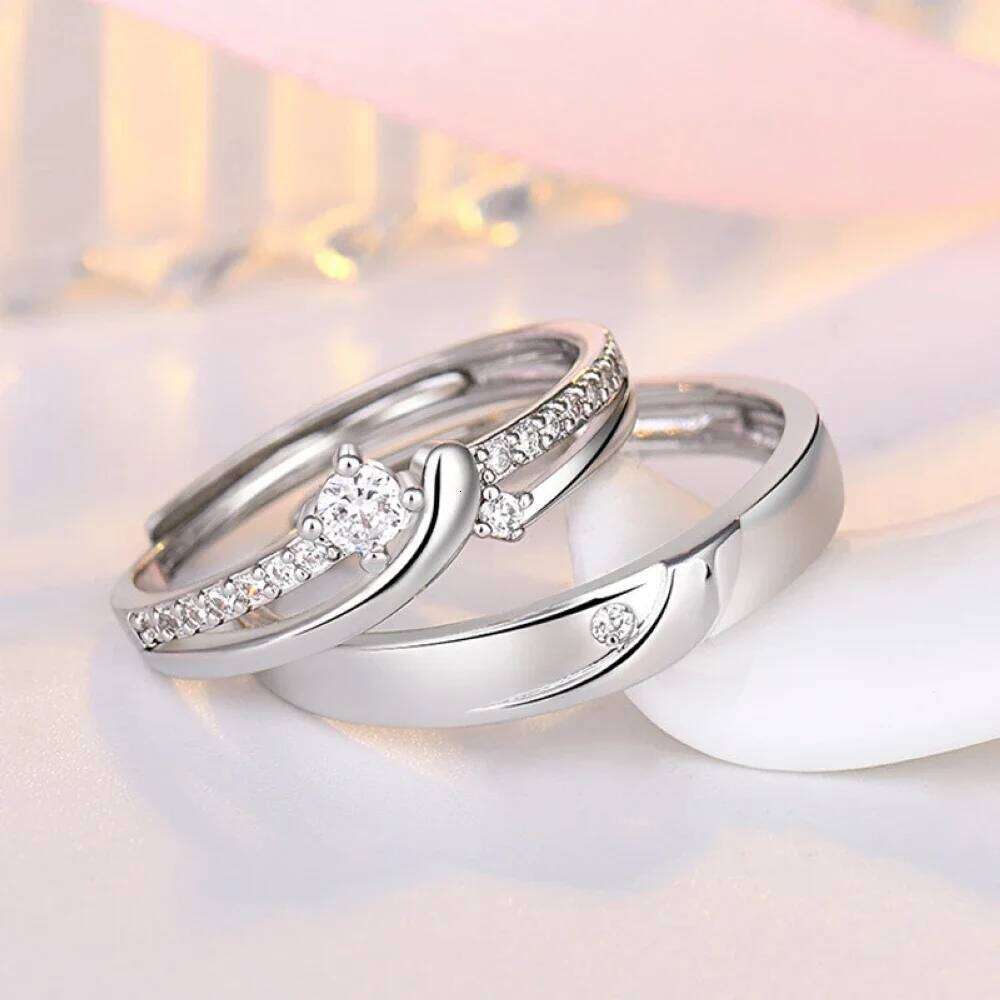 2026 Hot Sale Copper Plated Platinum Adjustable Couple Rings Men Women Overlap Opening Finger Jewelry Wholesale Drop shipping W260206