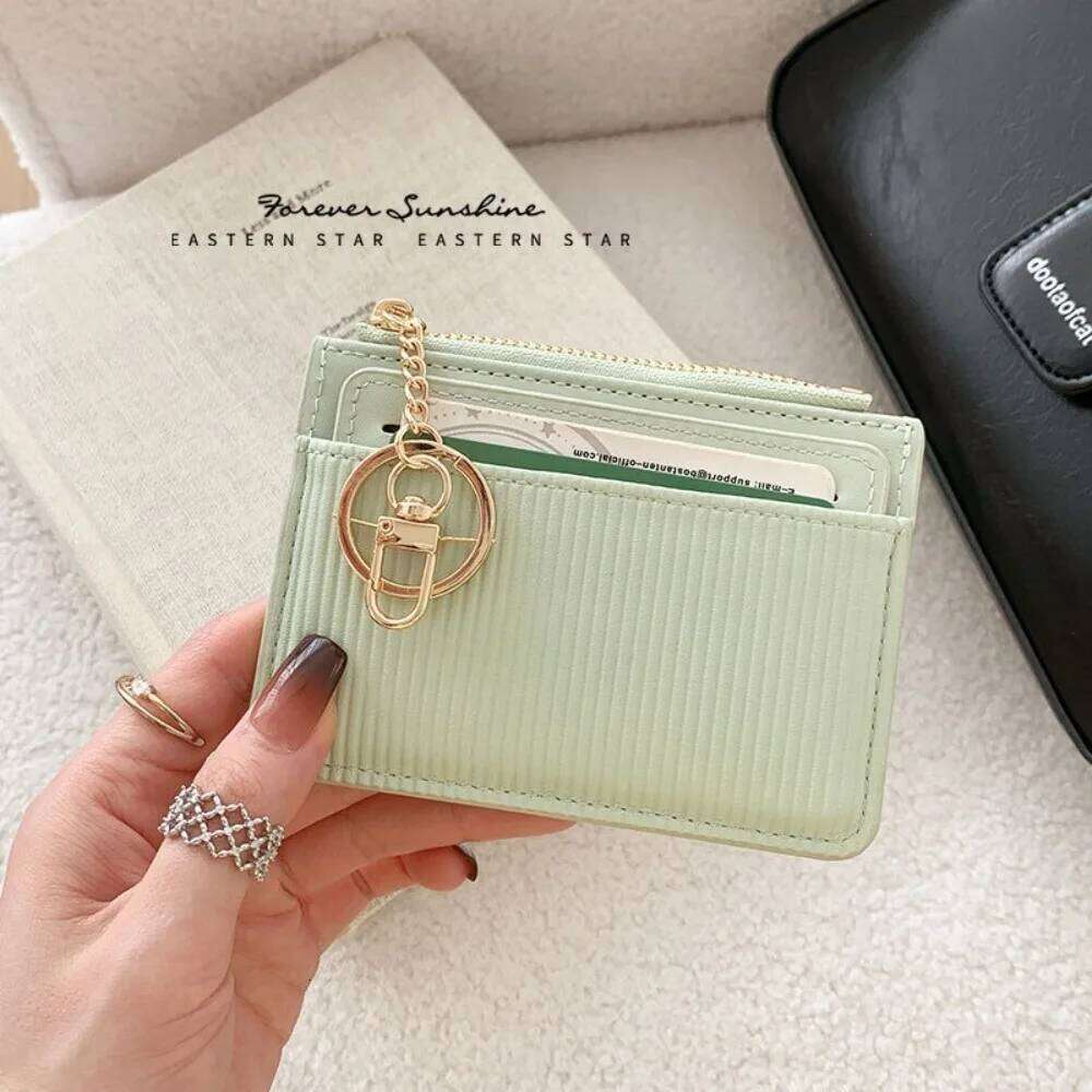New Two-piece Coin Purse Zipper Mini Credit Holder with Key Chain PU Leather Business Card Case Women Y260206