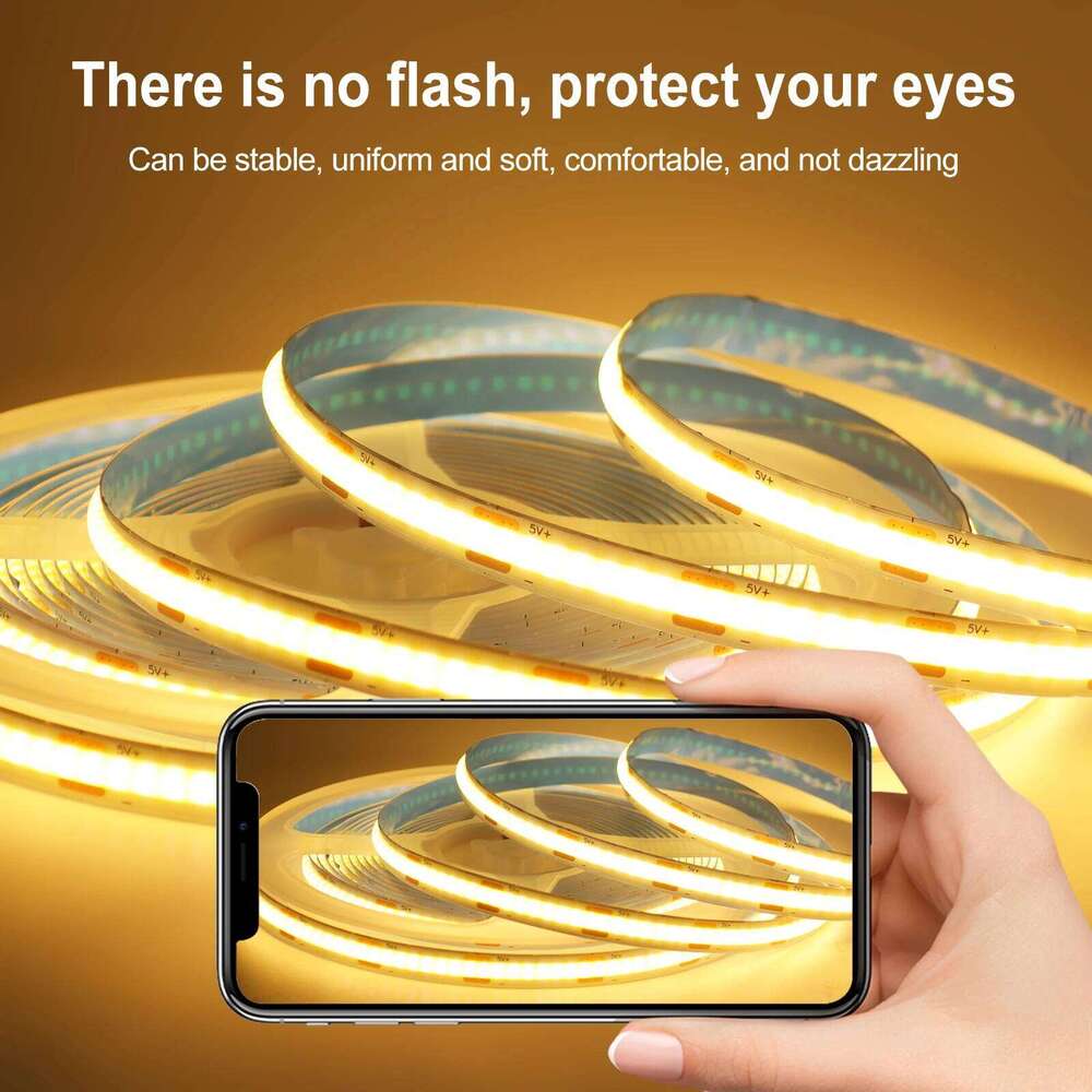 5V USB/DC/2Pin COB Strip Self-adhesive Flexible TV Background Lighting Tape 3000K/6000K 1-5m LED String Light Home Decor Z260206