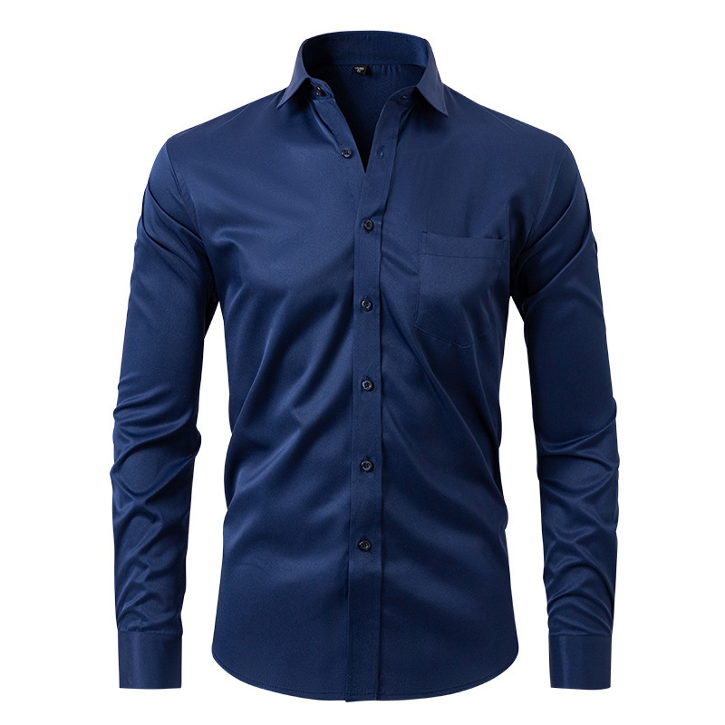 Purple Mens Bamboo Fiber Dress Shirt Slim Fit Long Sleeve Chemise Homme Non Iron Easy Care Formal Shirt For Men 240818