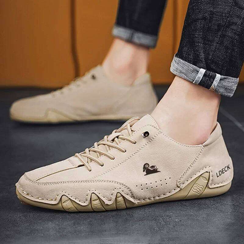Casual Sneakers Breathable Leather Loafers Driving Handmade Men Walking Shoes Hot Sale Moccasins Man Footwear
