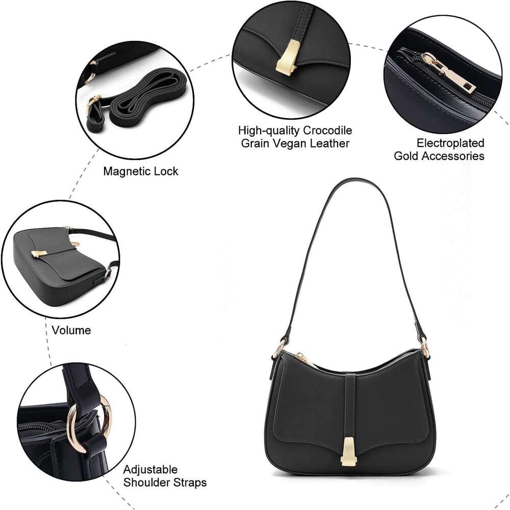 Crescent Shoulder Bag Women Vintage Retro Vegan Leather Clutch Tote Handbags Crossbody Bags Handbag For Women