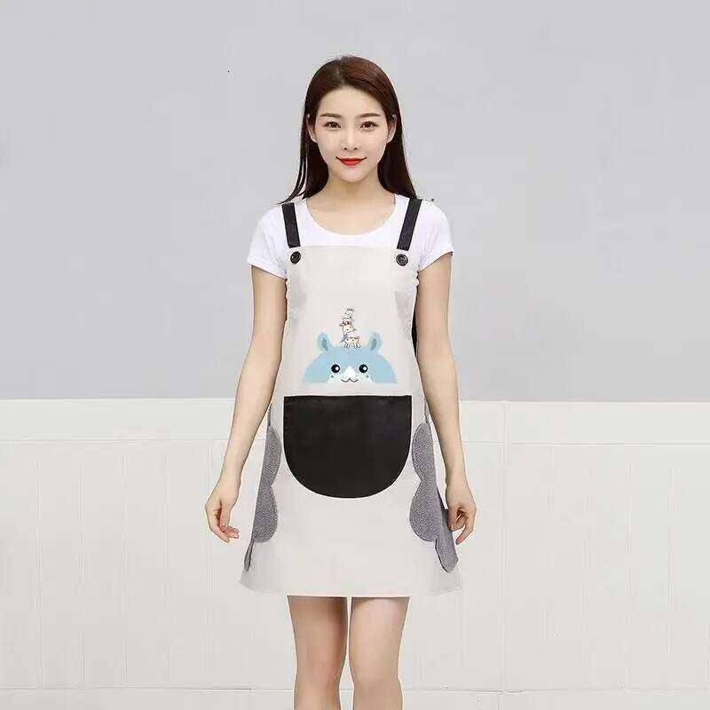 Apron, Waterproof and Oil-proof, Ladies' Work Household Kitchen Supplies Korean Cute Patterns Gift Apron S260205