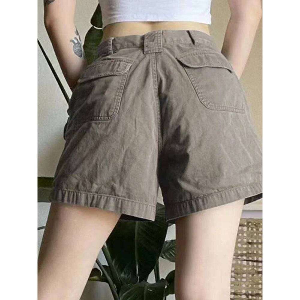 Y2k Vintage Streetwear Cargo Denim Shorts Women American Retro Harajuku Solid Loose Jeans Casual Pocket 2024 Summer Chic XJ260206