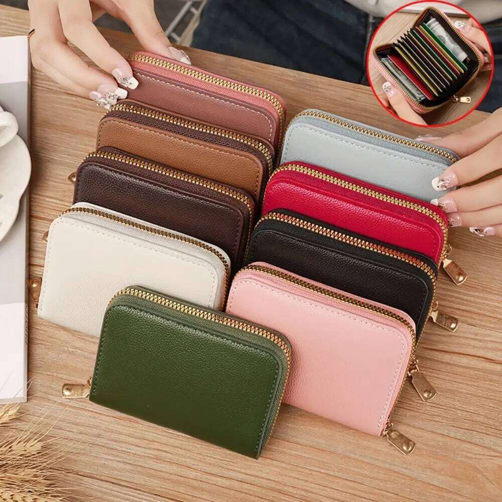 Fashion PU Leather Mini Wallet Zipper Solid Color Coin Purse Multi-card Slot Card Holder Women Girls Y260206