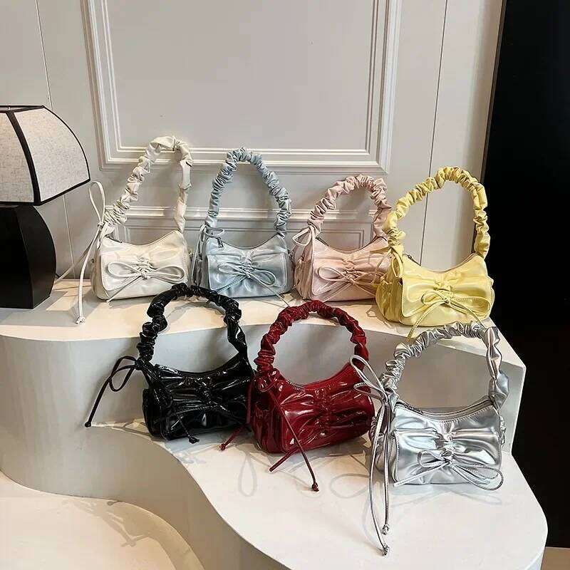 PU Zipper Bow Crossbody Solid Trendy Fashion Bags Female 2025 High Quality Soft Simple Popular Sweet Shoulder Bag Y260205