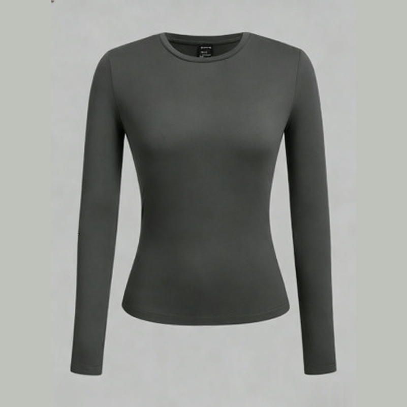 Women's High Stretch Milk Silk Long Sleeve Shirts N002 Slim Fit Casual Layering Tops for Fall Winter