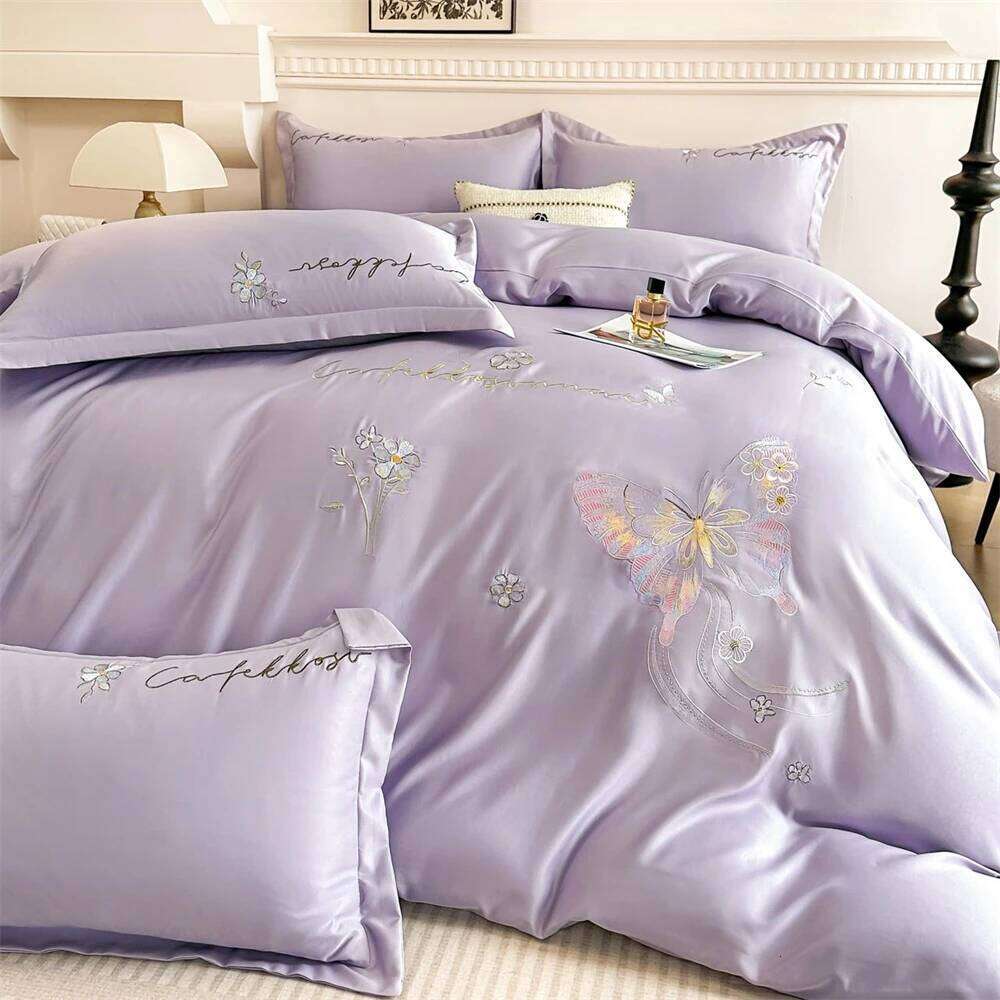 Luxury Embroidery Bedding Soft Comfortable Four-Piece Princess Duvet Cover Bed Sheet Set Pillowcases Bedroom Decor XJ260206