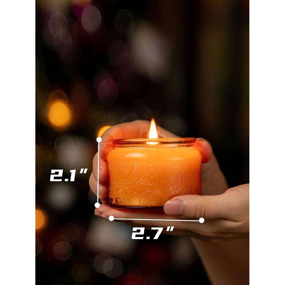 1pc Exquisite Engraved Glass Jar Table Decoration Holder Romantic Scented Wax Candle S260205