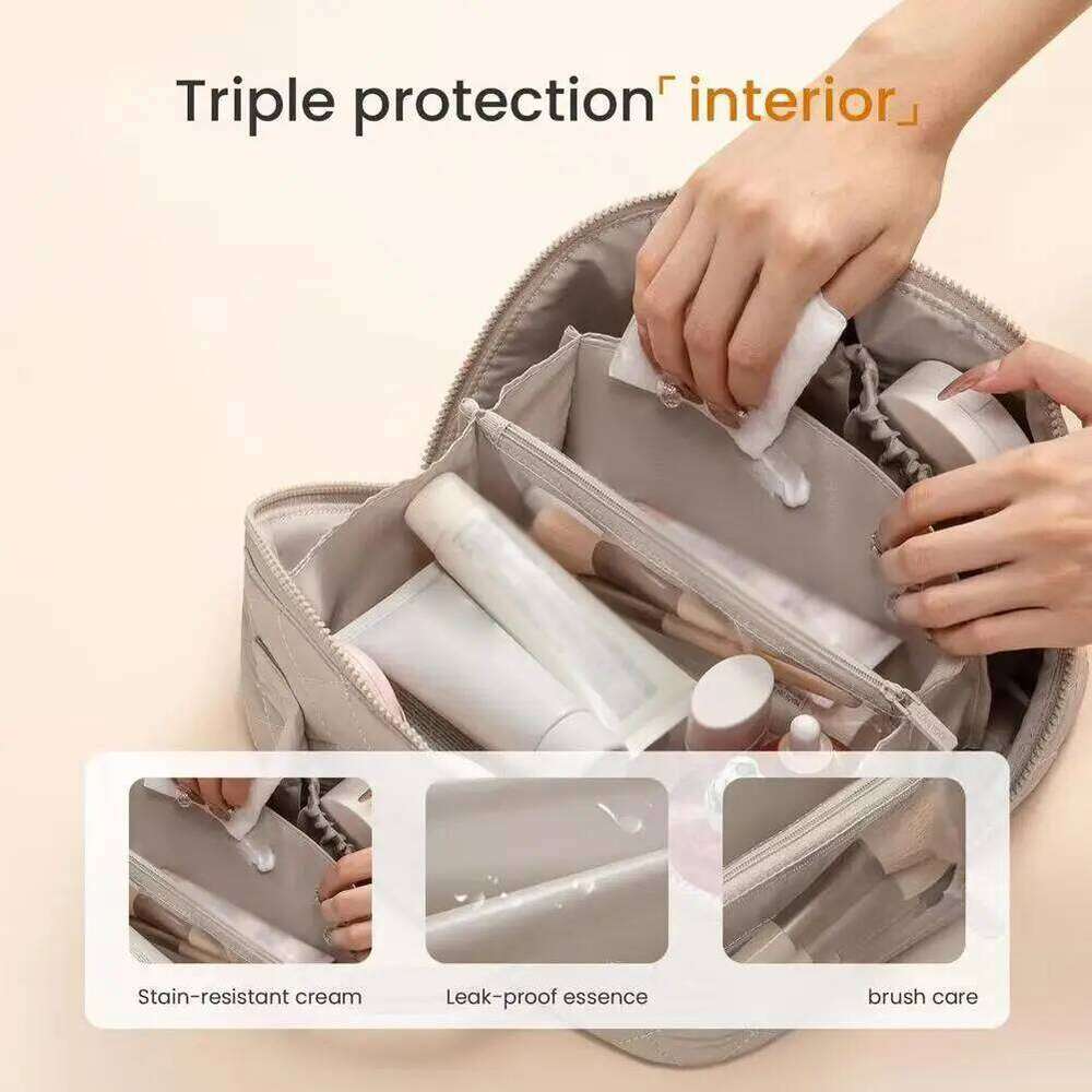 High-quality Travel Cosmetic Storage Portable Large Capacity Handheld Three-layer Waterproof Soft Pink Toiletry Makeup Bag Y260206